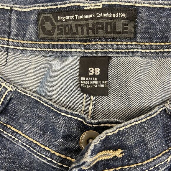 Men's Size 36 Baggy Denim Skater Hip Hop Shorts Vintage Y2K by Southpole - Picture 4 of 7